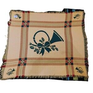 HUGE Fieldcrest Christmas Concert Throw 100% Cotton Loom Woven Blanket  50 x 60"